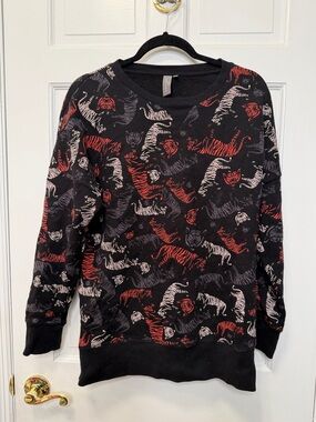 Sweaty Betty London Tiger Print Sweatshirt Pullover Cozy Lounge Top Size Medium
